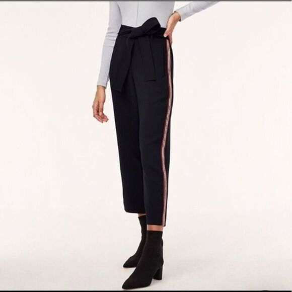 Aritzia Wilfred Pants Size 4 Black Tuxedo Red Stripes Dress Trousers - Picture 2 of 12